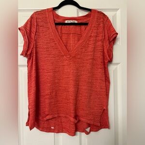 We The Free Coral Short Sleeve V-Neck Tee